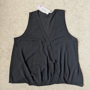 NEW All in Favor draped v-neck black tank top, size large
